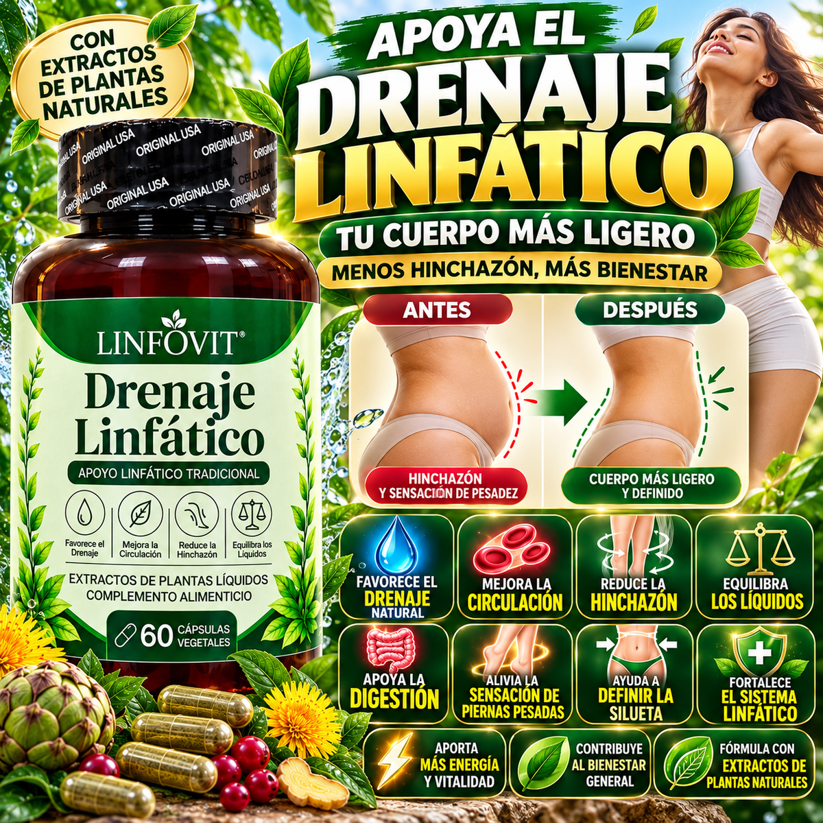 LINFOVIT- DRENAJE LINFATICO (60 cap)