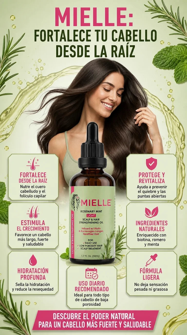 MIELLE- Aceite Fortalecedor del cabello con Romero y Menta (50ML)