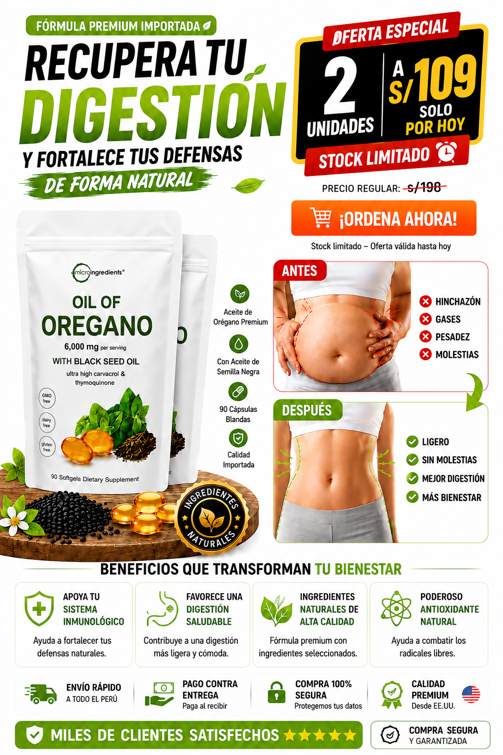 Aceite de Orégano - 90 Cap en oferta 2 x s/109.