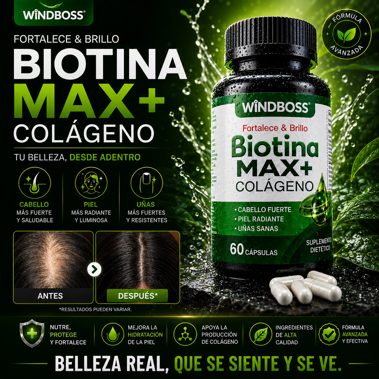 BIOTINA MAX + COLAGENO - 60 capsulas