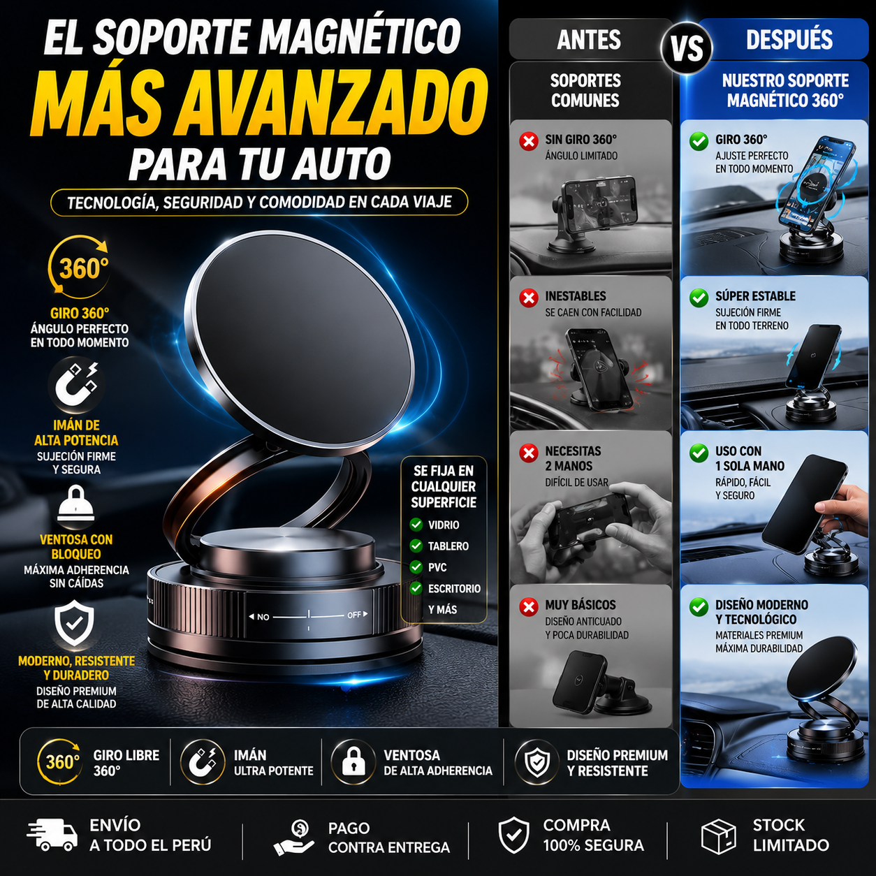 SOPORTE MAGNETICO 360° PARA CELULAR