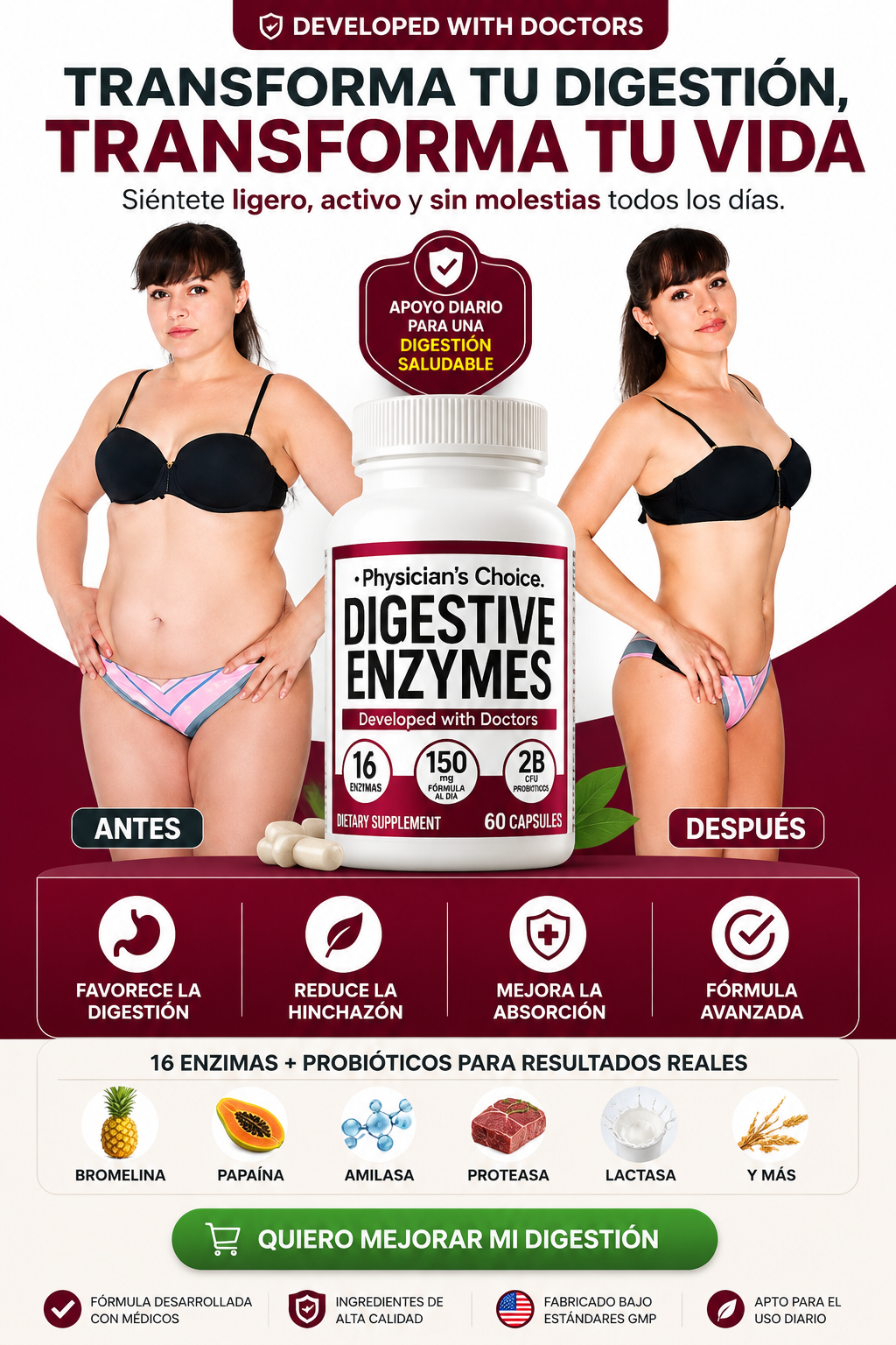 Suplemento Digestivo ENZYMES - 60 cap