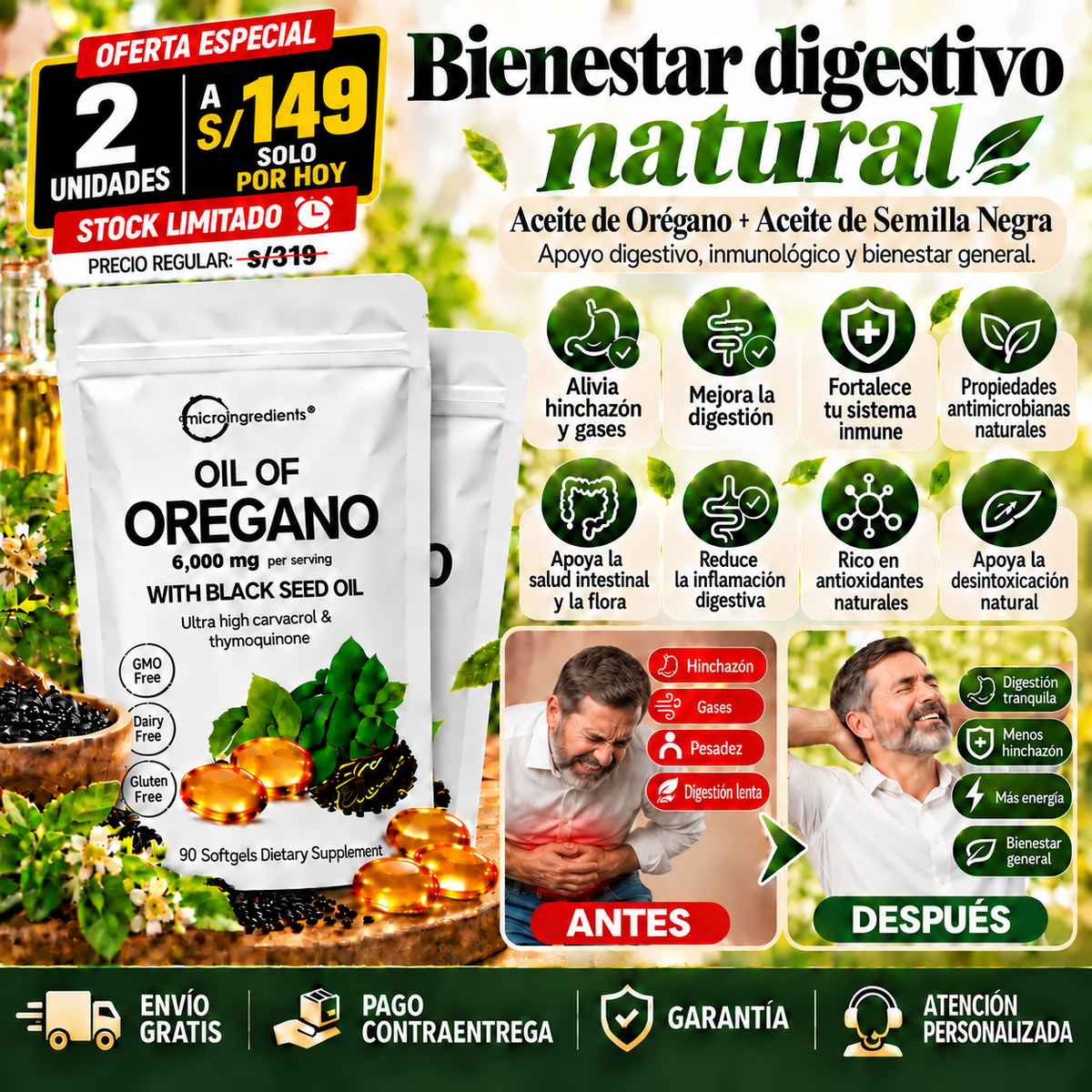 Aceite de Orégano - 90 Cap. Blandas
