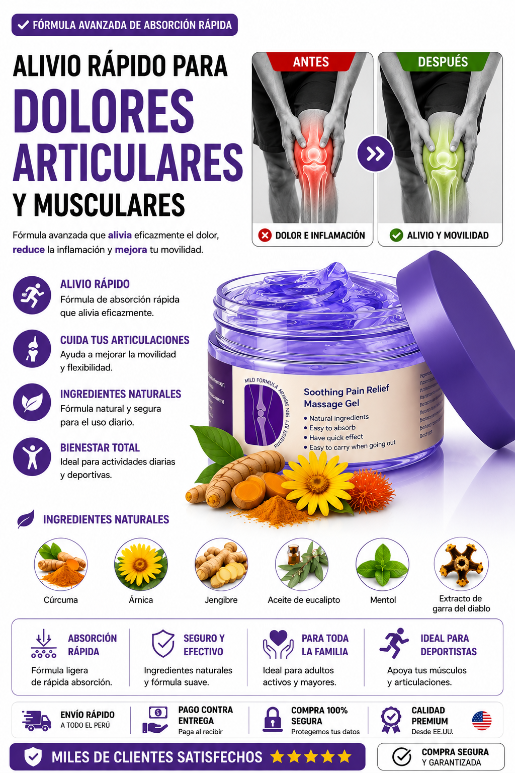 Gel Morado para los dolores Articulares