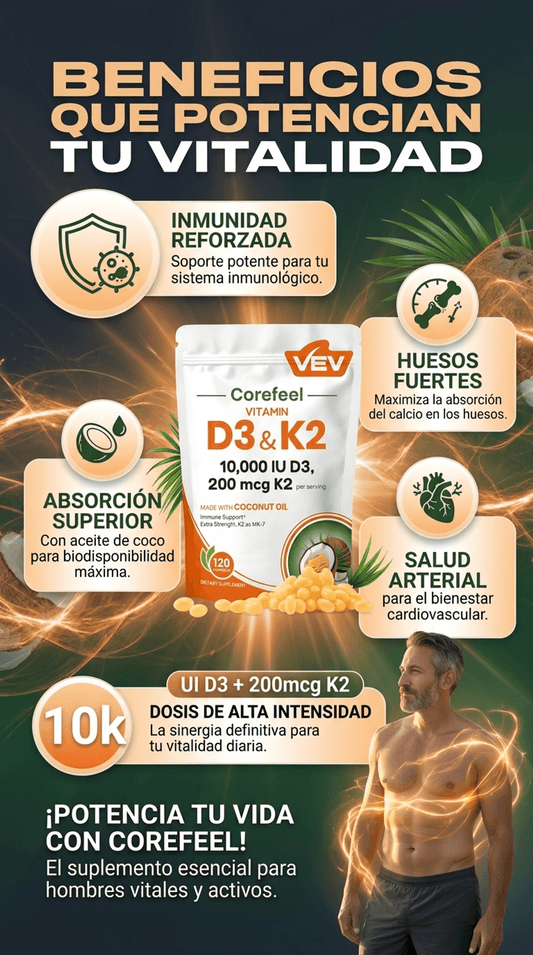Vitamina D3 & K2 - 120 cápsulas de aceite de coco