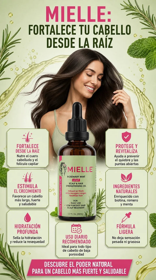 MIELLE- Aceite Fortalecedor del cabello con Romero y Menta (50ML)